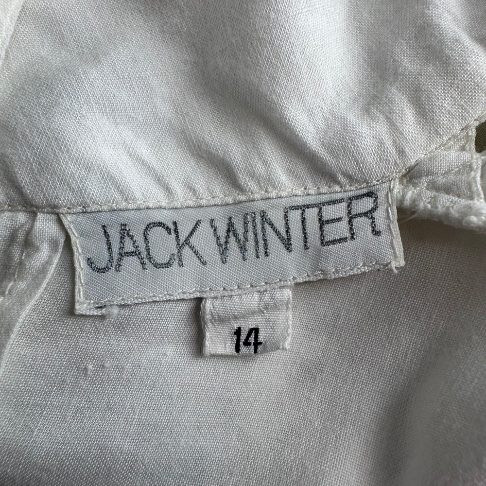 Jack Winter Vintage White Eyelet Beaded Blouse Victorian Mock Neck Top‎ 14 - Picture 8 of 16
